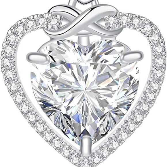 Double Heart Crystal Infinity Pendant Necklace - Picture 2 of 10